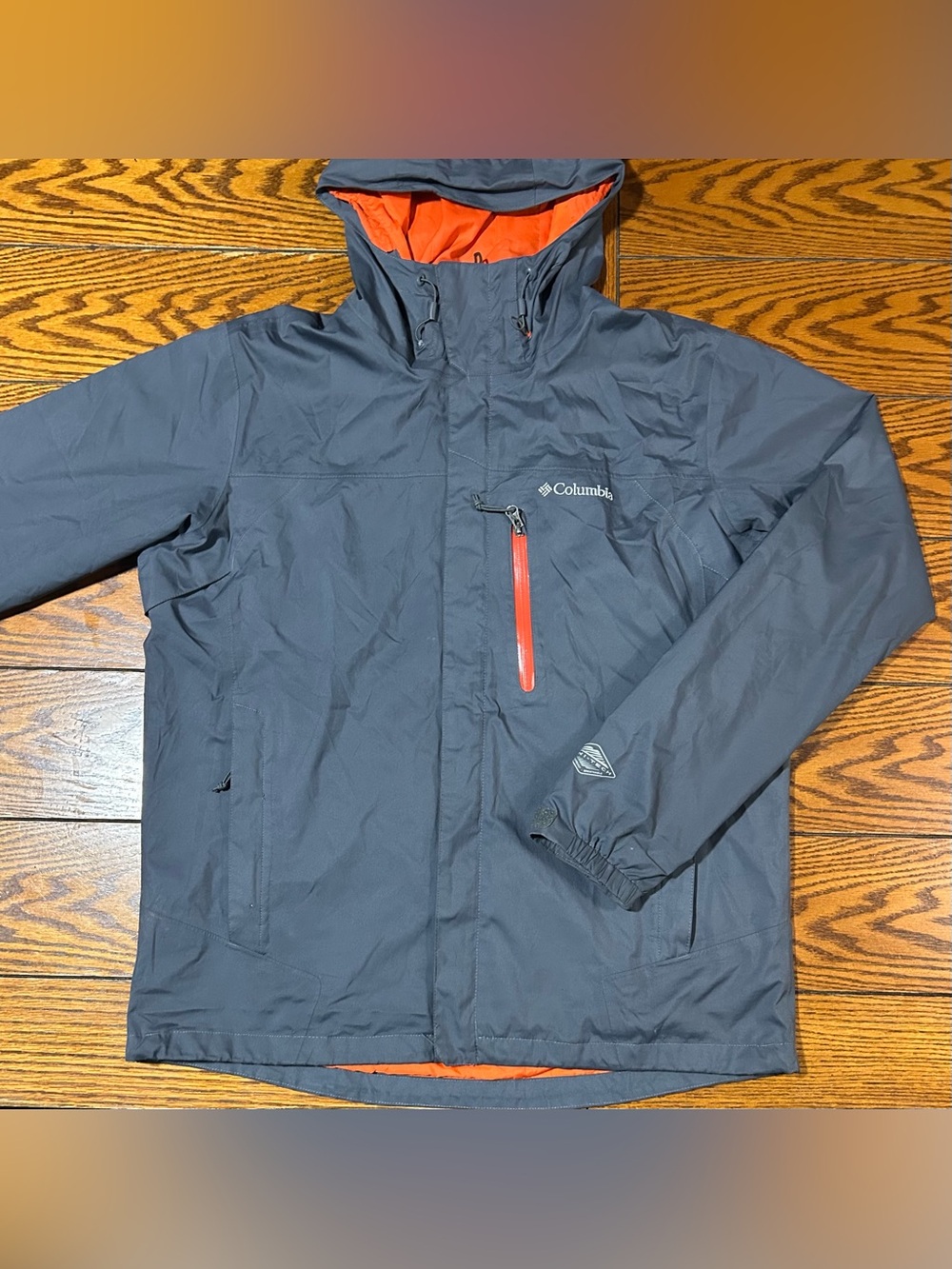Columbia Pouring Adventure II Rain Jacket Mens L Gray Waterproof Omni-Tech